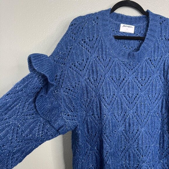 NWOT Old Navy Blue Pointelle Knit Ruffle Sleeve Sweater Plus Size XXL - Picture 5 of 9